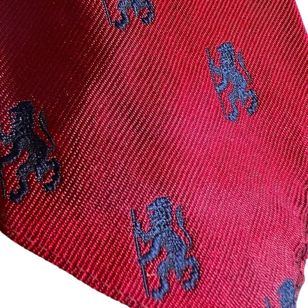Magazzino Roma Silk Blue Stallion & Wilson’s Red Lion Silk Necktie 60s 70s 2 Tie